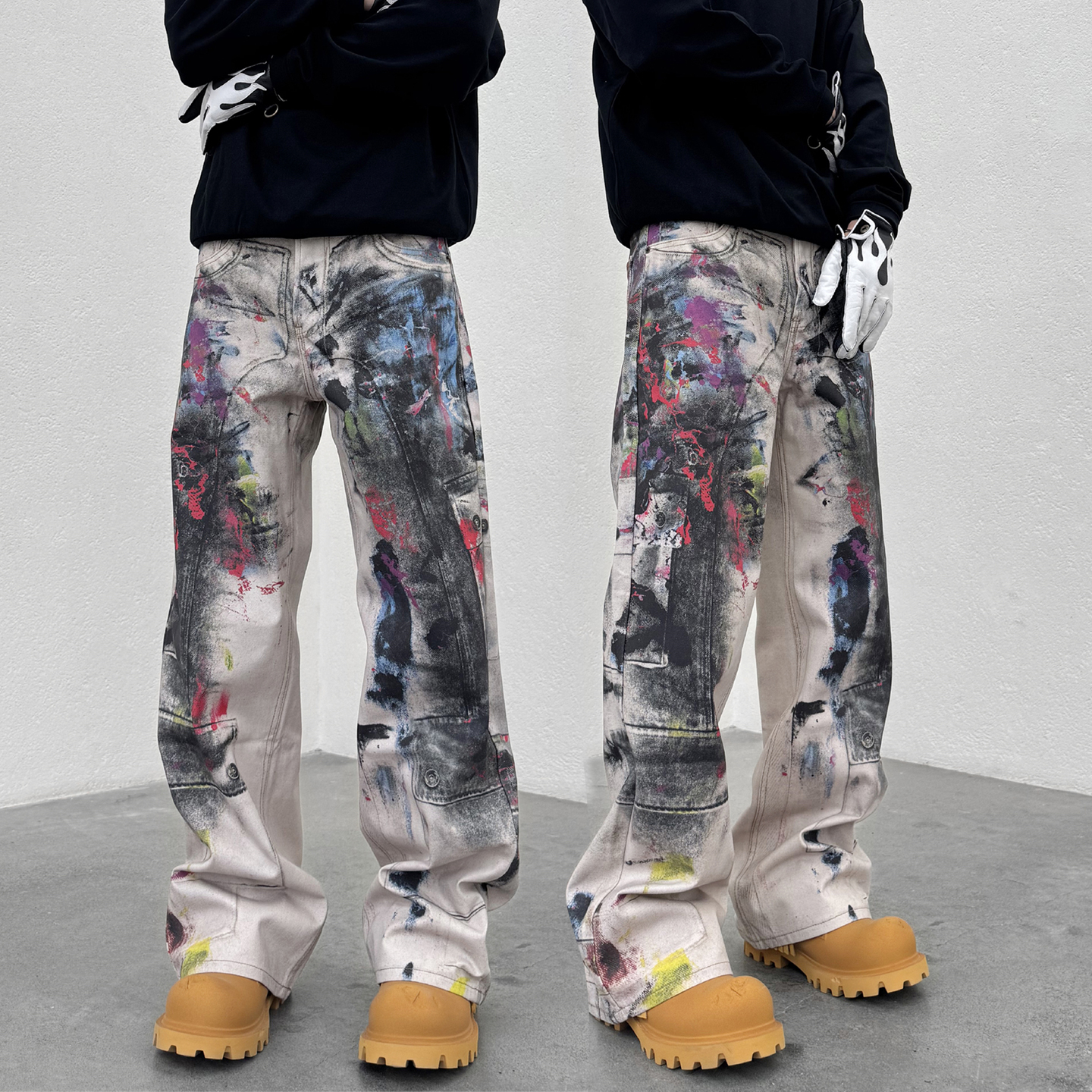 直筒休闲男女款印花长裤cleanfit