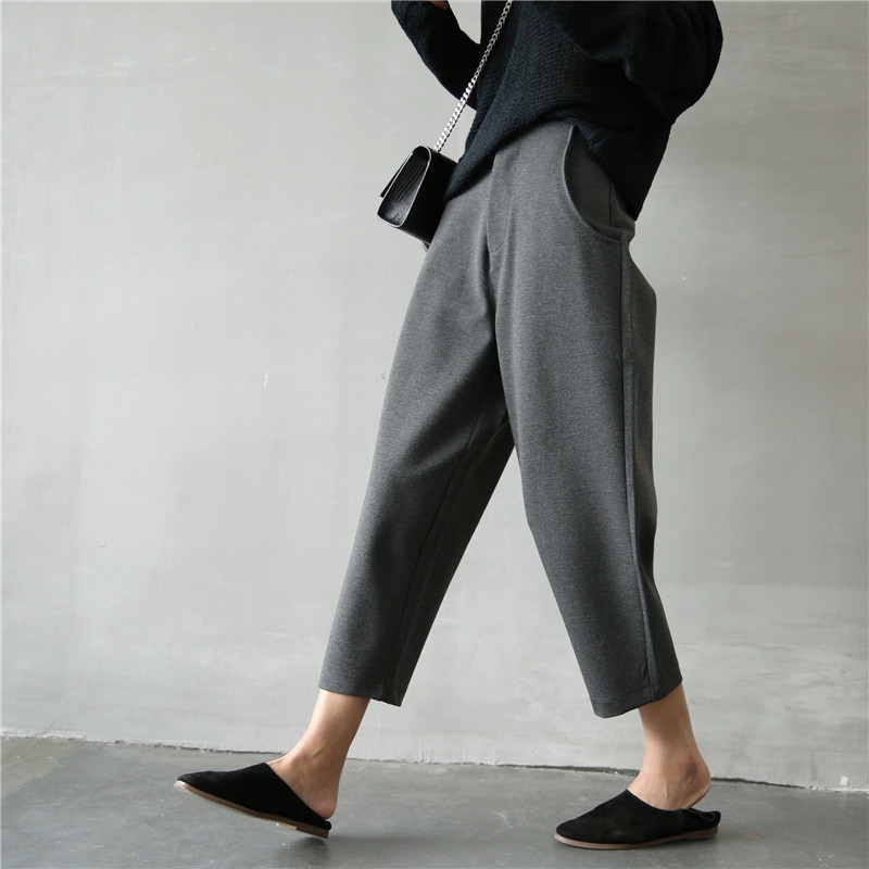 修饰腿型显瘦垂感锦棉高腰纯色休闲裤女九分宽松百搭韩版哈伦裤潮,女装/女士精品,休闲裤,淘宝优惠券,粉丝福利购,淘宝优惠卷