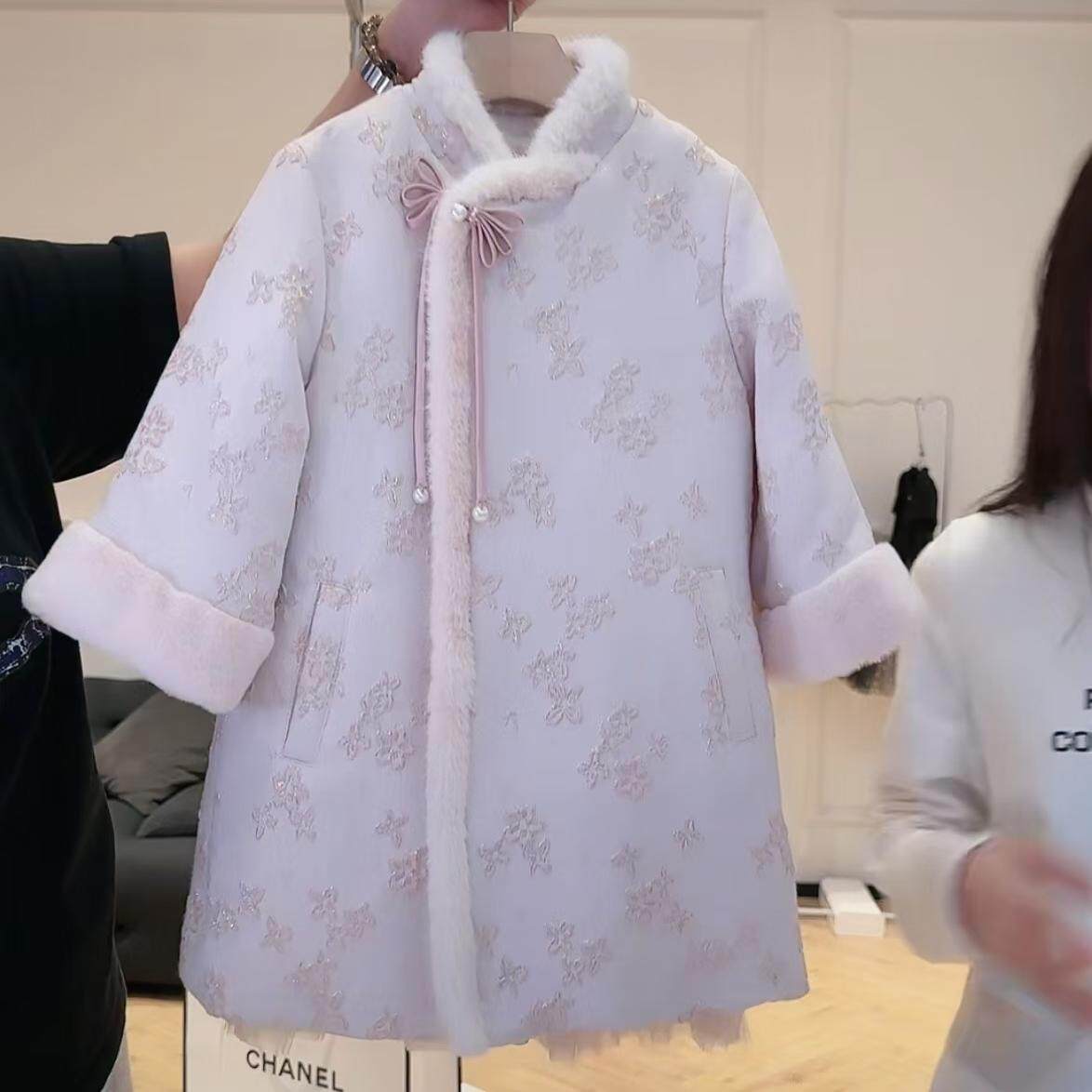 女童冬季旗袍棉服宝宝冬装夹棉加厚年服儿童新年新中式国风棉衣潮