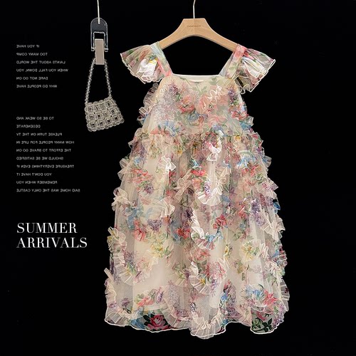 【花仙子】女童夏装连衣裙2026新款碎花超仙公主儿童裙子夏天洋气