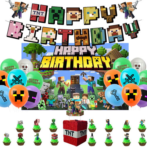 minecraft生日派对布置气球插旗