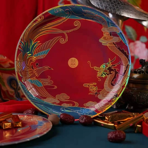 Одноразовый свадебный круглый бумажный диск китайский свадебный свадебный свадебный чаш