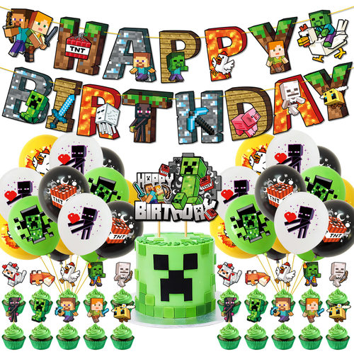 我的世界Minecraft横幅气球生日
