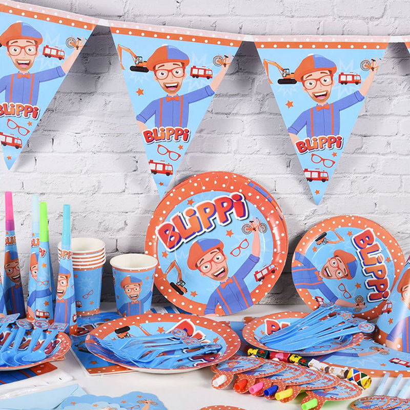 blippi主题一次性纸盘纸杯桌布