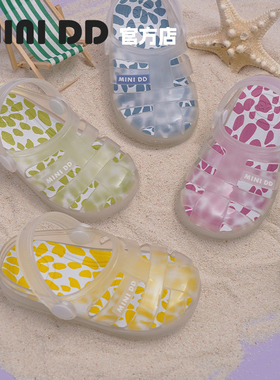 MINIDD儿童凉鞋防水石头纹女童罗马鞋魔术贴软底沙滩透气男童拖鞋