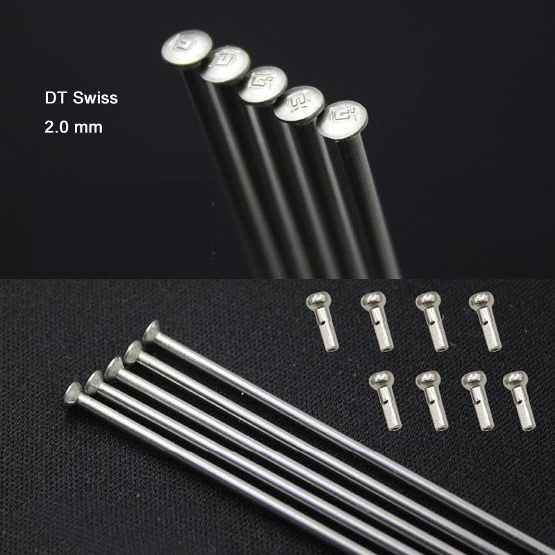 直径2.0mm直头银色DT Swiss Champion山地自行车车轮辐条钢丝车条