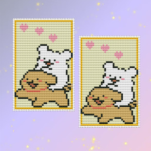 印花十字绣公交卡银行 卡校园卡套 学生手工作业材料包 线条小狗