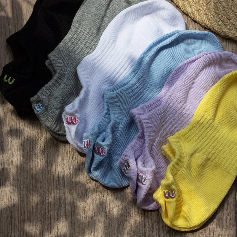 女士纯棉船袜低帮浅口刺绣收腰运动短袜透气吸汗隐形袜女夏季袜子