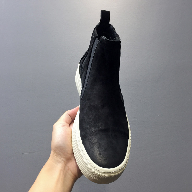 CHELSEA BOOTS MENS VELVET INSULATED BOOTIES 2024 NEW BRITISH STYLE MARTIN BOOTS RUBBING COLOR VINTAGE CARGO BOOTS LEATHER BOOTS
