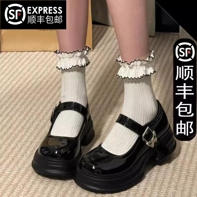 黑色百搭日系学院风厚底小皮鞋女2025夏季新款法式覆古玛丽珍鞋子