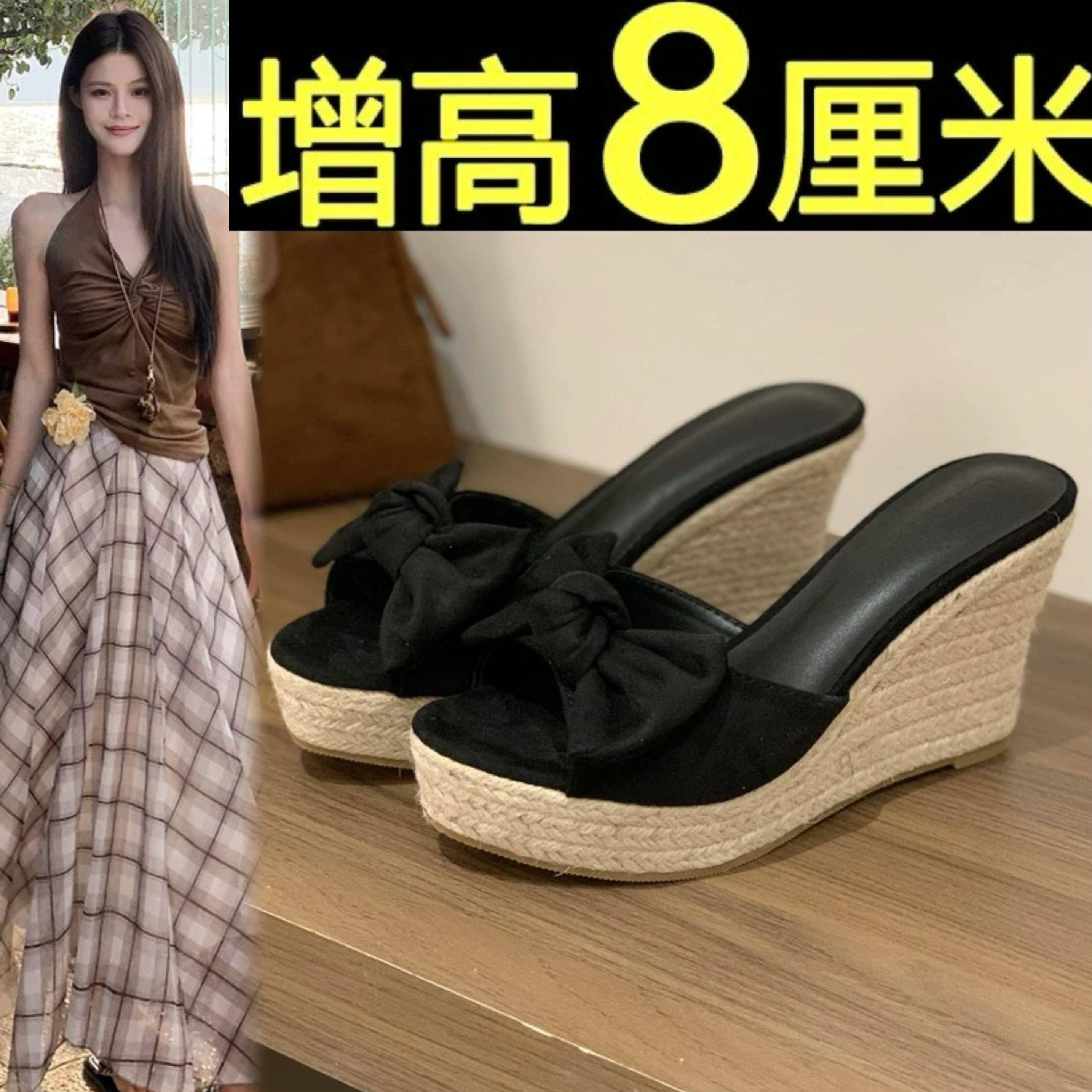品牌2025年夏季新款厚底坡跟拖鞋女外穿百搭小个子增高高跟凉拖鞋