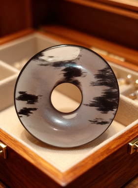 冰种黑曜石平安扣情侣信物护身符