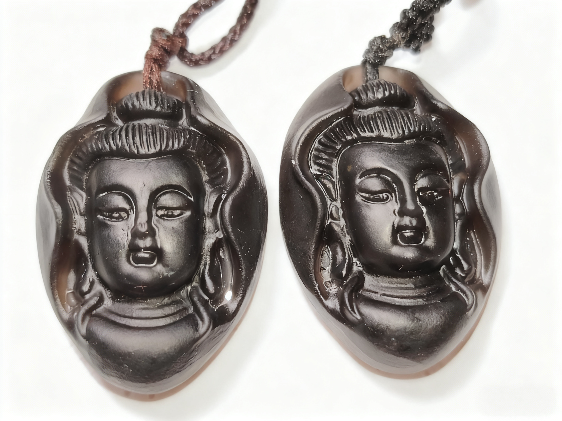 1折未抛光半成品处理天然冰种黑曜石观音佛头吊坠本命佛挂件项链