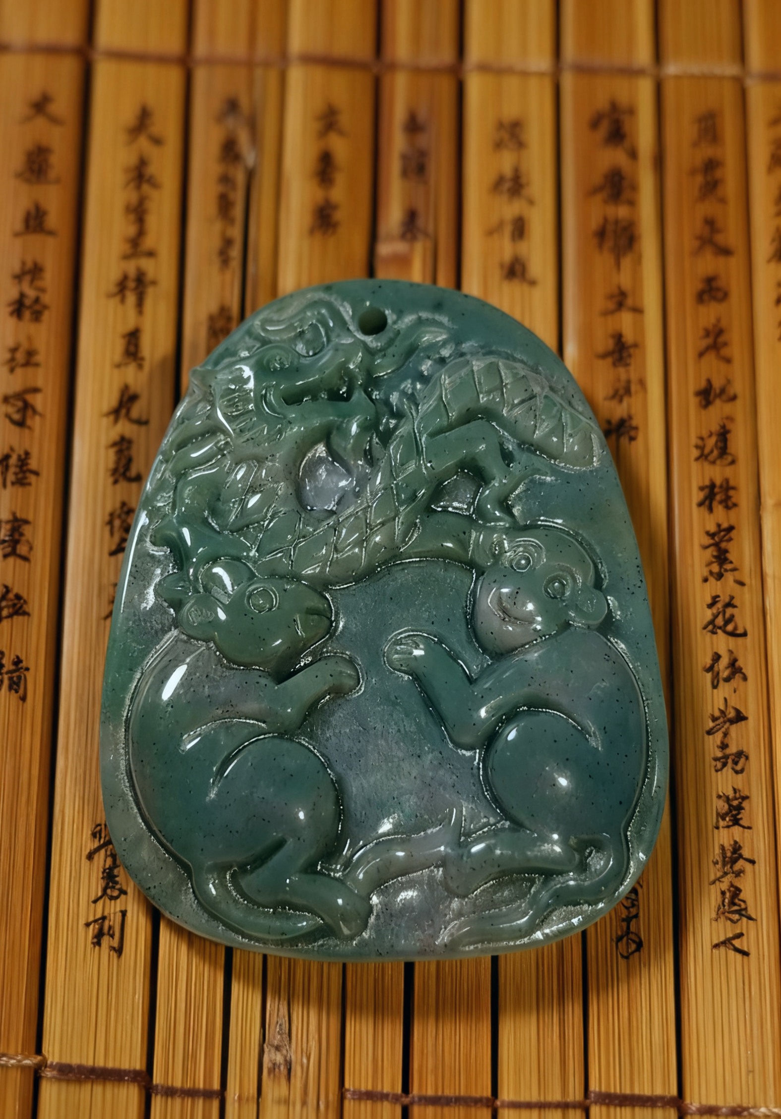 天然印度七彩玛瑙挂饰12生肖三合牌吊坠项链本命年吉祥物青玉佩4#