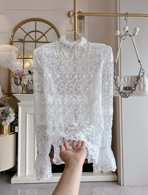 法式蕾丝花边半高领长袖打底衫女2025年秋季新款内搭时尚洋气上衣