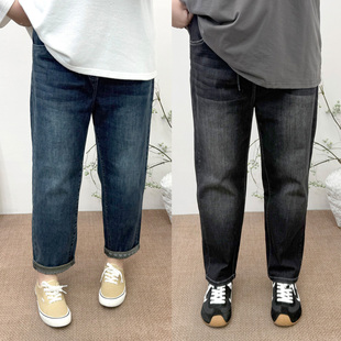 女裤 大码 胖mm宽松显瘦松紧腰弹力牛仔裤 老爹裤 子 2026春装 长裤 新款