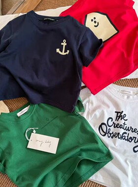 儿童短袖2026春季男童日系卡通T恤宝宝中小童百搭休闲打底衫