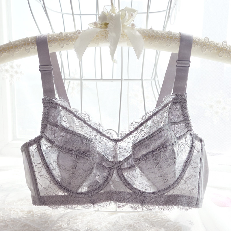 不凸点超薄蕾丝性感大码侧收文胸