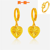 足金999足金耳饰耳坠耳扣婚嫁送礼物戒指 梅花桃心18K黄金耳环