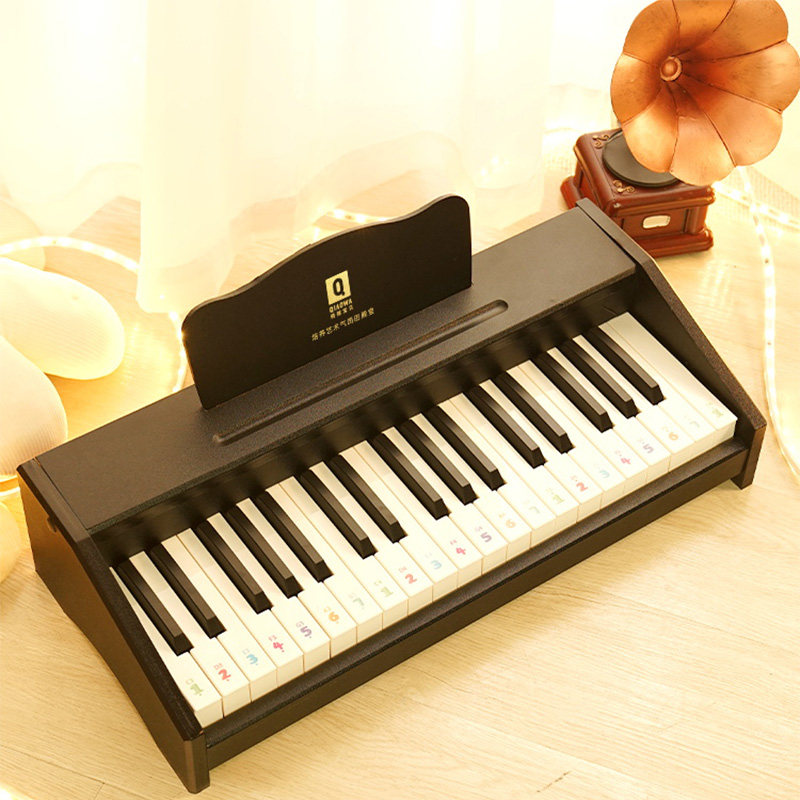 俏娃宝贝37键木质小钢琴儿童玩具女孩电子琴益智小宝宝生日礼物男