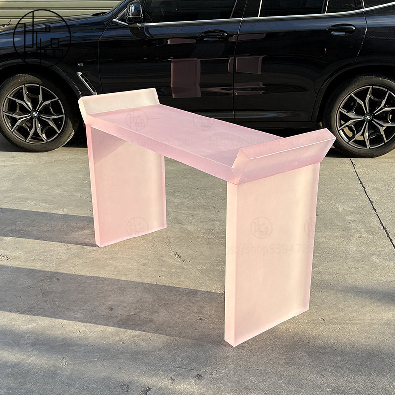 亚克力磨砂粉玄关桌酒店大堂