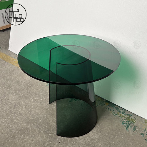 个性绿色透明亚克力边几角几创意艺术网红圆桌子轻奢高级感茶几