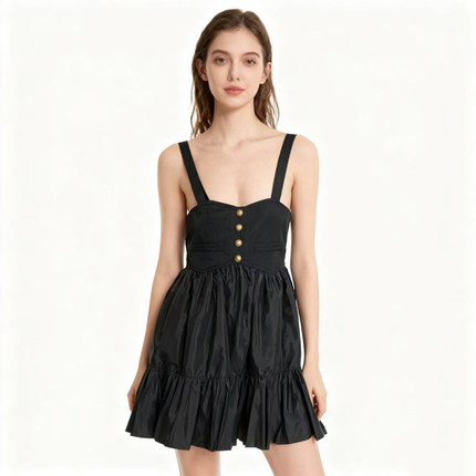 【恋】淑女裙子纯色吊带中长款气质优雅修身显瘦舒适透气YL1071