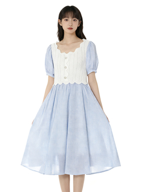 RM系列-女装法式连衣裙夏季微胖泡泡收腰短袖温柔显瘦YL904