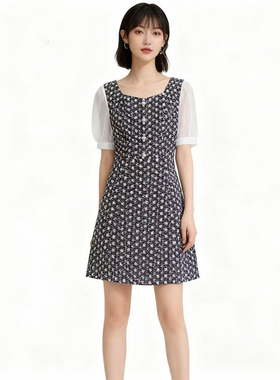 RM系列-时尚气质简约透气碎花拼接吊带连衣裙显瘦YL940