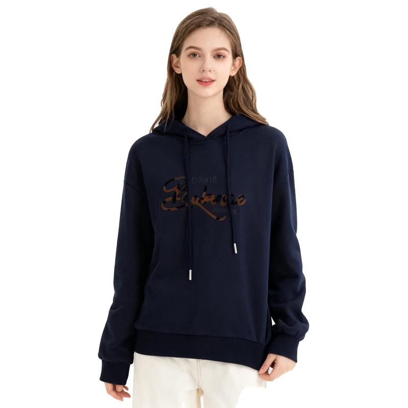 【D玛纳】连帽卫衣纯色印字加绒保暖简约休闲舒适百搭DMA431