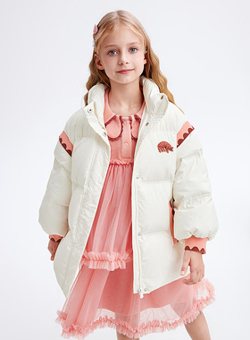 【马】儿童简约百搭保暖立领羽绒服拼色口袋设计感甜美洋气MA574