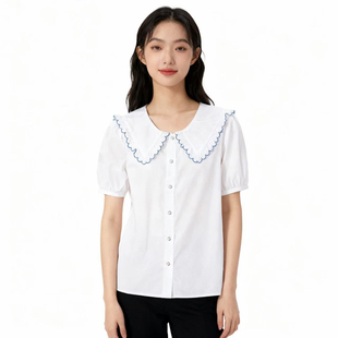 衬衫 气质简约舒适透气娃娃领短袖 显瘦百搭YL1040 时尚 RM系列