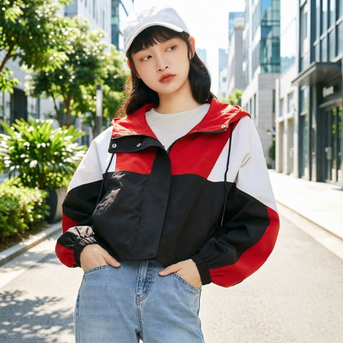 SP系列-新款休闲连帽拼色宽松冲锋衣外套P59/P90/P384