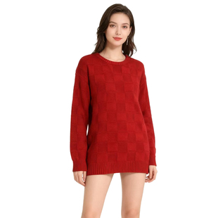 圆领中长款 提花线衫 气质简约休闲保暖舒适百搭DMA1067 D玛纳