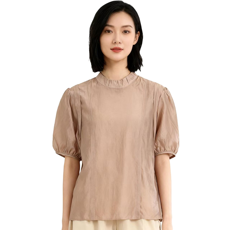 【D玛纳】休闲衬衫纯色泡泡短袖韩版个性设计洋气时尚百搭DMA328