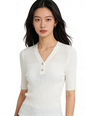 SF系列-女式白色V领针织衫显瘦百搭SF200