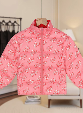 【马lavi】儿童时尚立领字母爱心印花羽绒服保暖甜美简约范J57