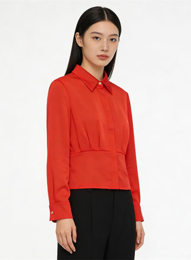SF系列-淑女红色长袖雪纺衬衫显瘦百搭款SF175
