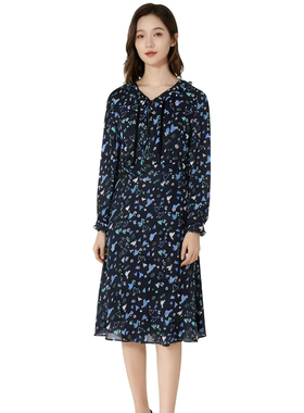 RM系列-时尚气质简约舒适透气碎花雪纺连衣裙显瘦气质款YL1085