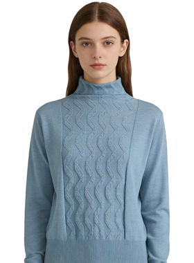 【D玛纳】高领线衫麻花纹长袖针织毛衣气质简约舒适百搭DMA1201