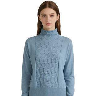 麻花纹长袖 高领线衫 针织毛衣气质简约舒适百搭DMA1201 D玛纳