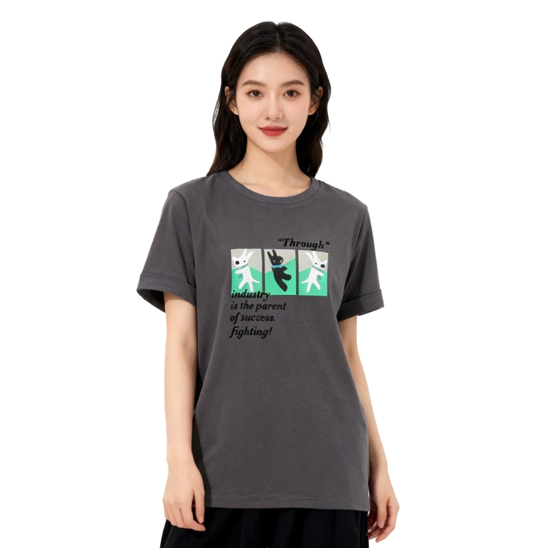 【D玛纳】印花短袖T恤圆领个性印花简约透气舒适休闲短袖DMA762