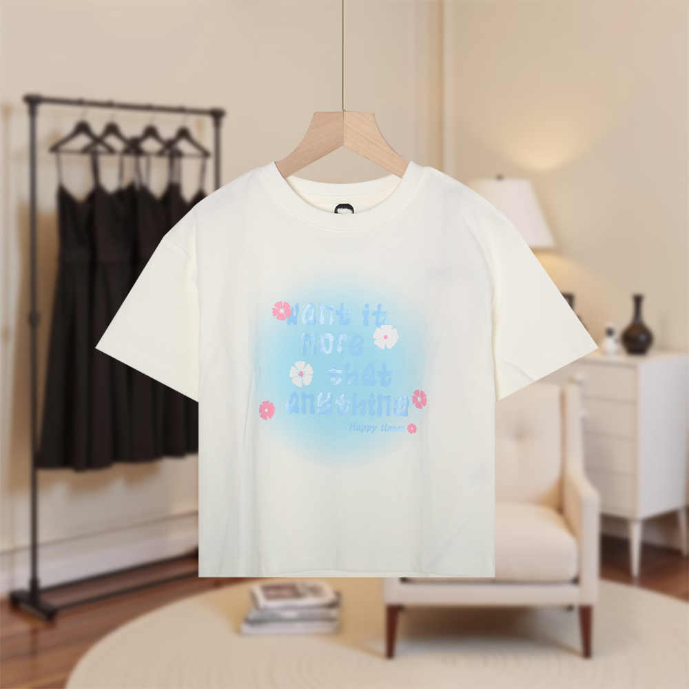 【马】儿童可爱甜美印花圆领T恤简约宽松休闲舒适时尚短袖MA1147