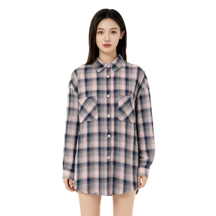 翻领中长款 女式 气质格纹衬衫 百搭休闲优雅风DMA945 D玛纳