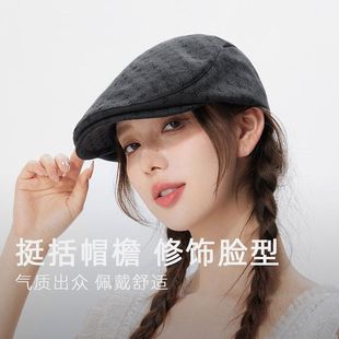 CACUSS四季 格纹画家帽 显脸小前进帽INS风酷帅贝雷帽女韩版 时尚
