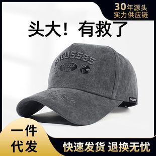 CACUSS春夏秋棒球帽男纯棉透气硬顶鸭舌帽大头围百搭高冠帽户外