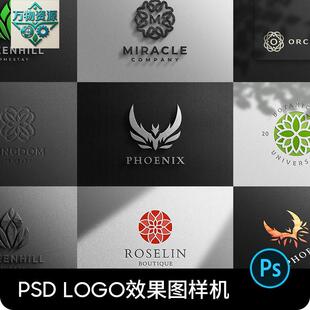 品牌LOGO标志提案效果图展示3D立体浮雕凹凸印PS贴图样机素材PSD