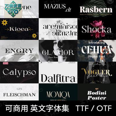 免费可商用高级感英文字体procreate/ps艺术花体设计素材包下载