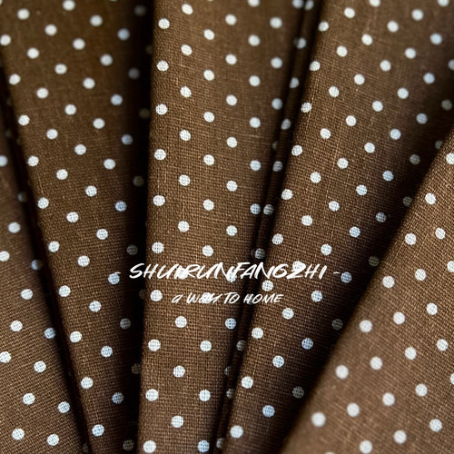 棉麻圆点风格布料手工diy粗布亚麻面料波点沙发窗帘挂布桌布抱枕