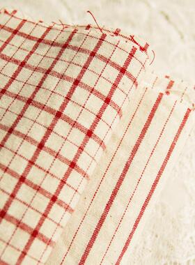 ins风纯棉色织格子布料衬衫半身裙文艺风手工DIY桌布野餐布艺面料